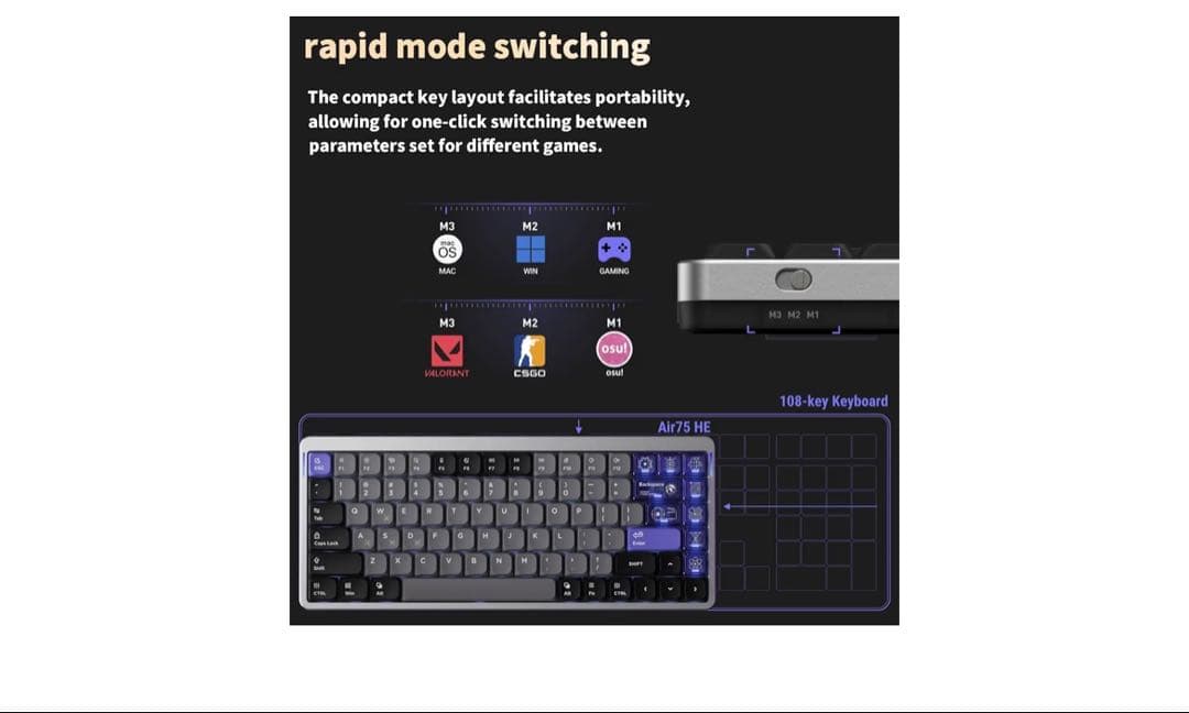 キーボード Nuphy Air 75 HE magnetic jade pro switch