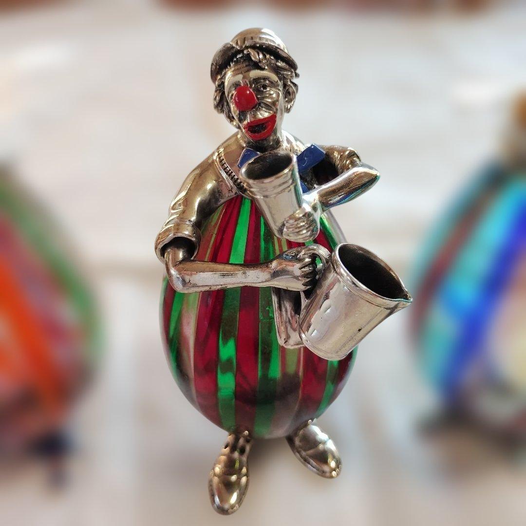 断*ぎ様 【美品】ヴィットリオ・アンジーニ作ピエロ神銀とガラス彫刻