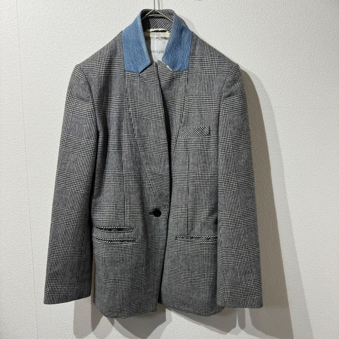 希少 極美品 jonnlynx タスマニアウール グレンチェックジャケット