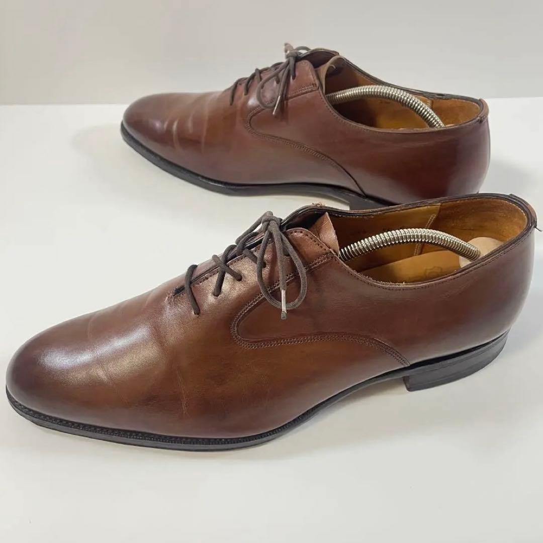 美品 グレンソン 33377 フットマスター プレーントゥ 茶レザー 27.5㌢