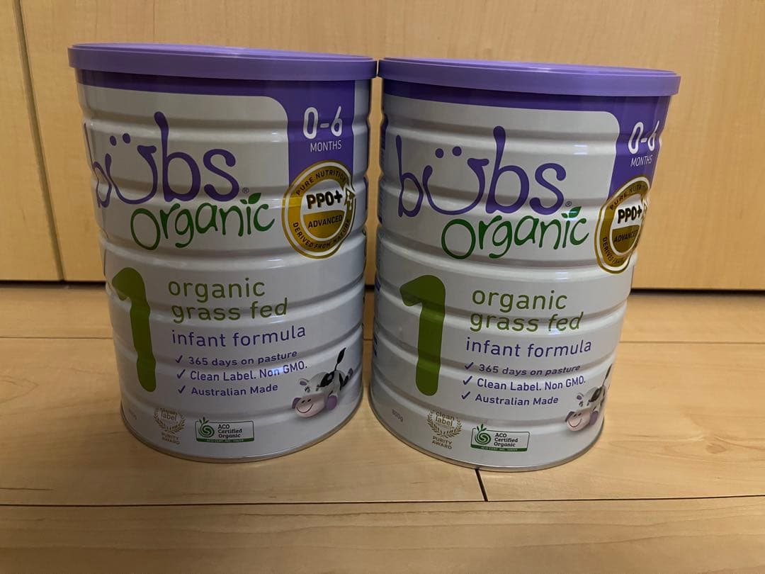 Bubs Organic 有機グラスフェッド粉ミルク 0-6ヶ月用 2缶セット