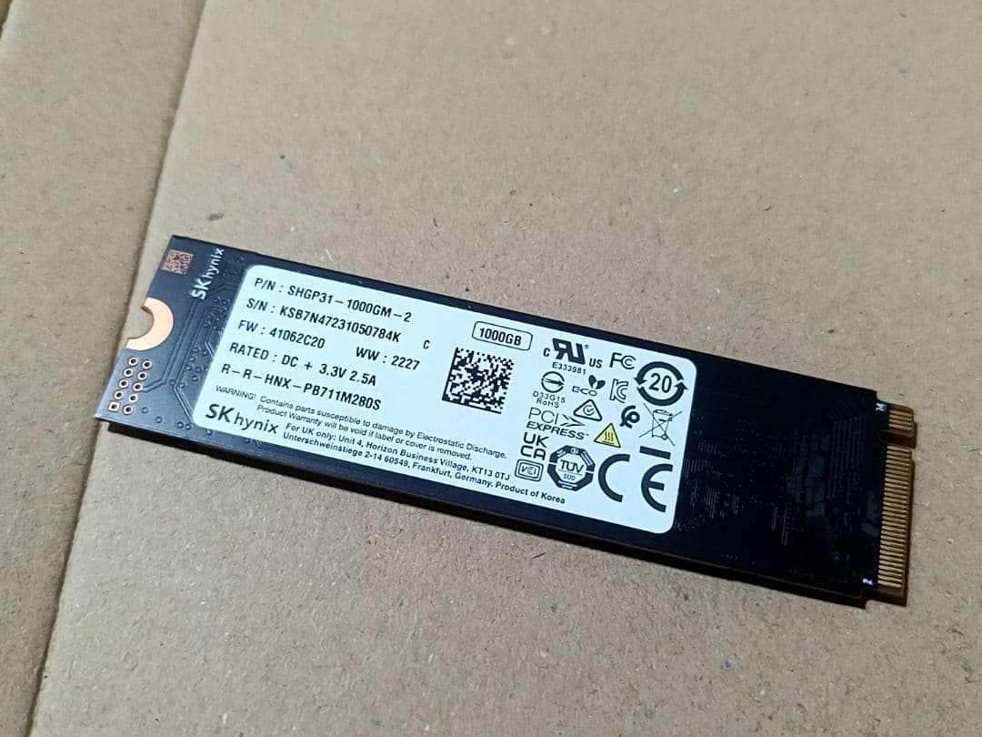 SK hynix M.2SSD1TB Gold P31 DRAMキャッシュ搭載b