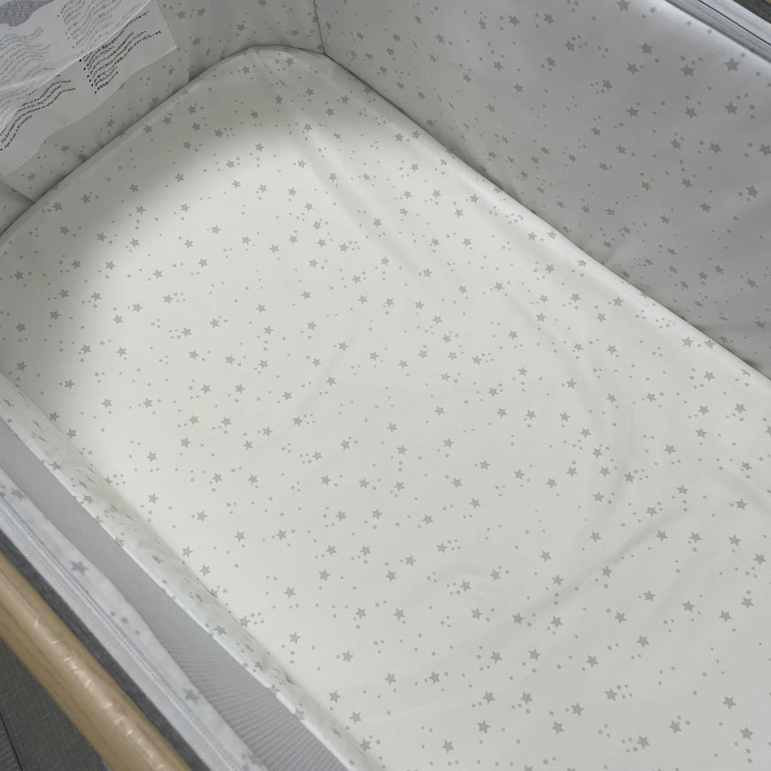 HZDMJ メッシュサイド ベビーベッド グレー