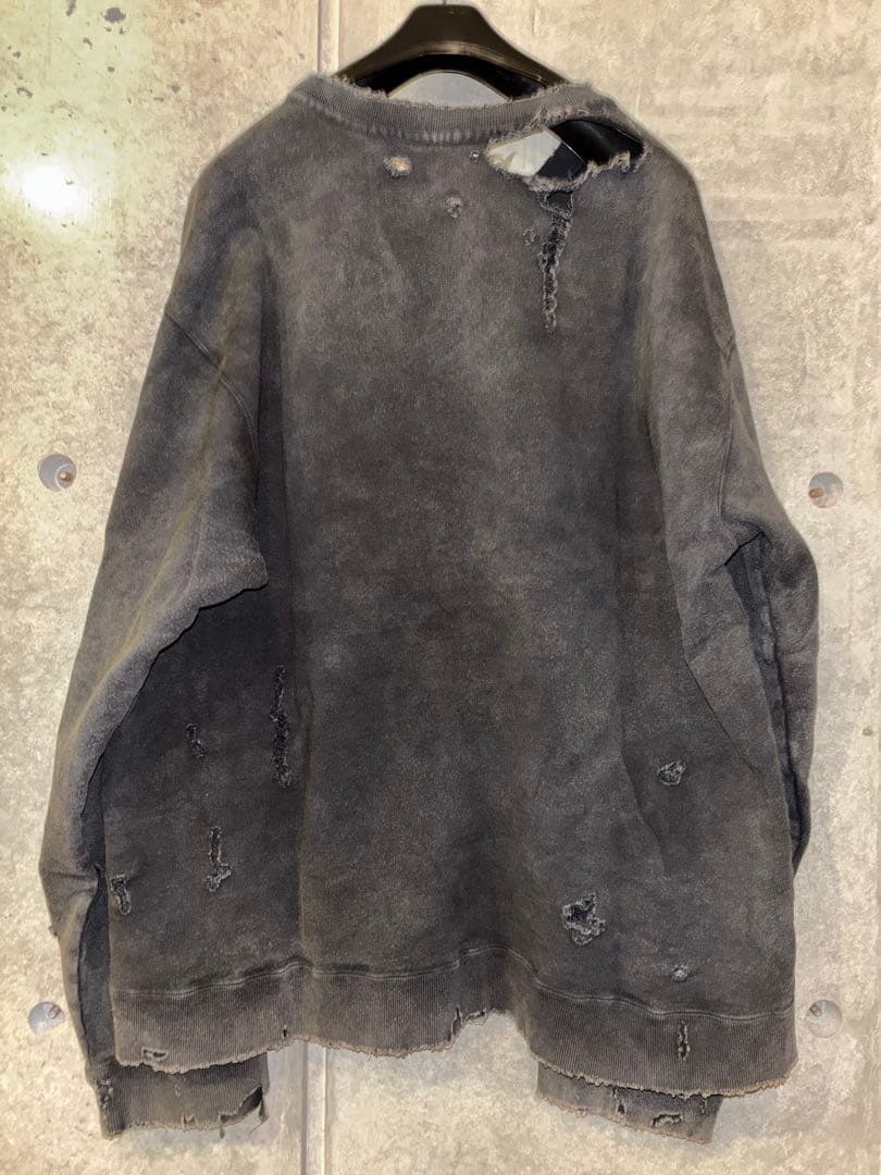 トップス ancellm CRASH UNEVEN OVER SWEAT SHIRT