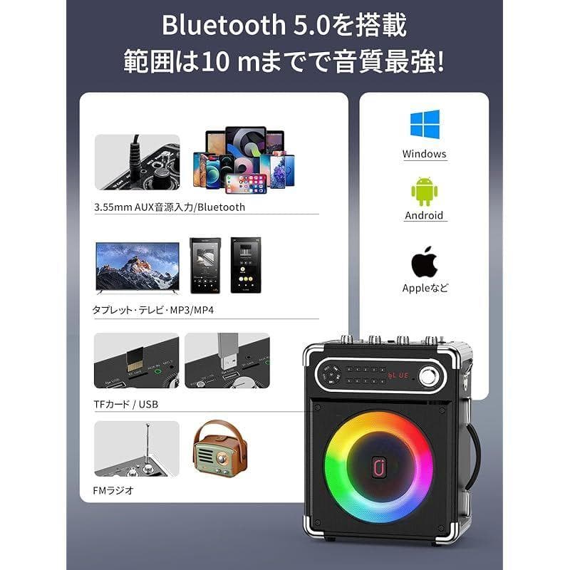 【新品】最安値セール中！カラオケ スピーカーセット ワイヤレスマイク2本