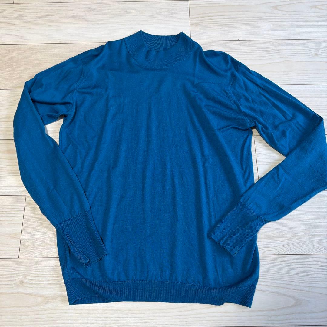 H*T様 美品　ブルー　L ジョンスメドレー　モックネックニット　30G L
