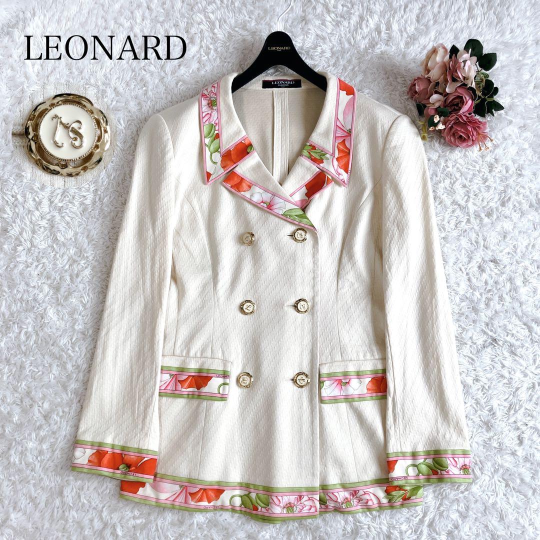 ラ*ン様 レオナール✨テーラードジャケット ダブルブレスト 金ボタン トリム 花