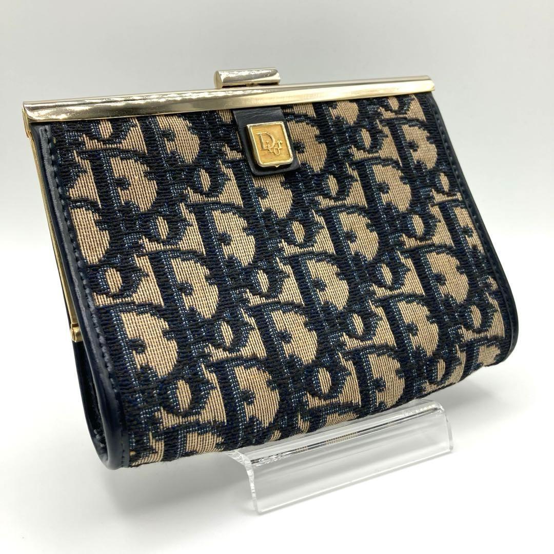 ✨美品✨ディオール トロッター柄 がま口 80年代ヴィンテージ ネイビー