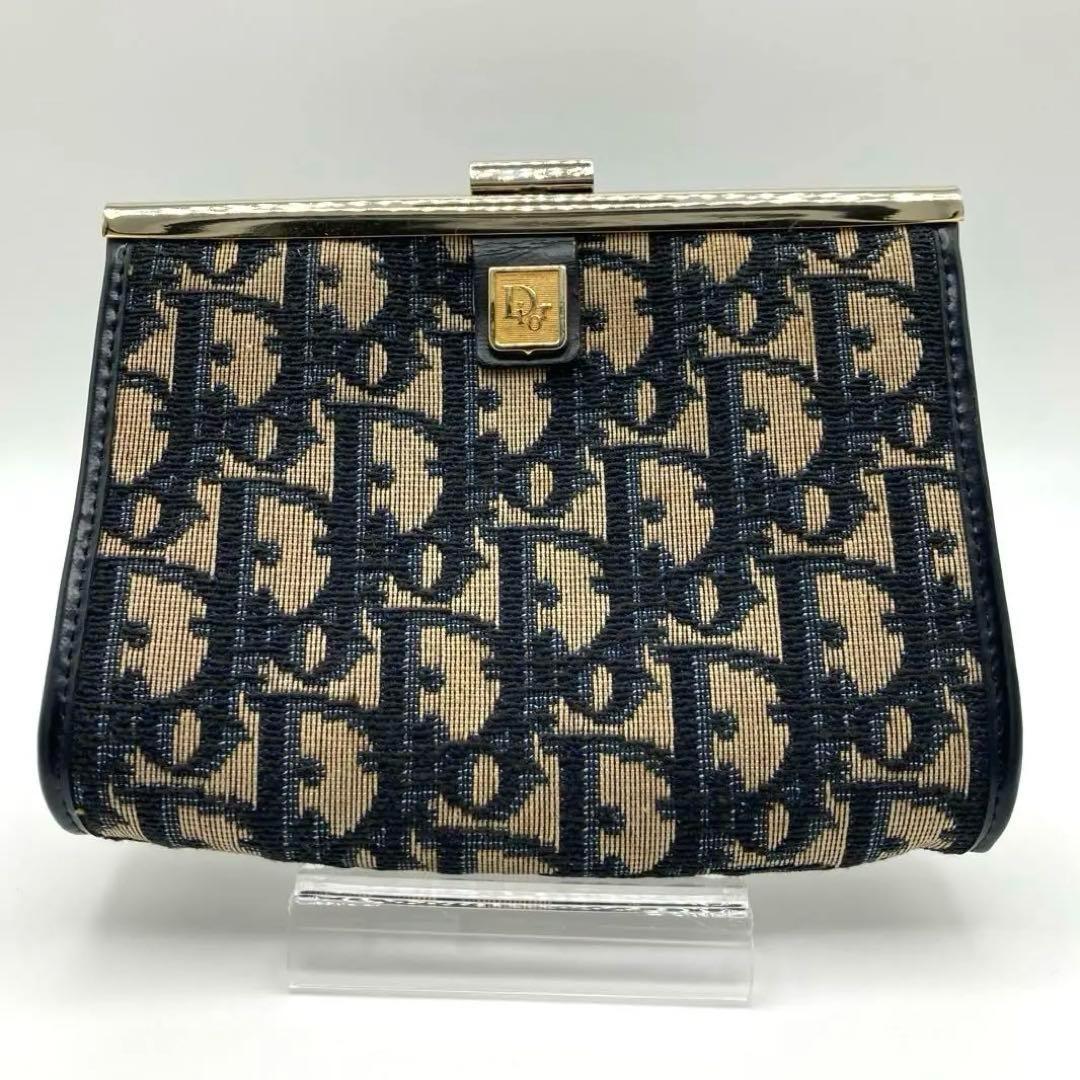 ✨美品✨ディオール トロッター柄 がま口 80年代ヴィンテージ ネイビー