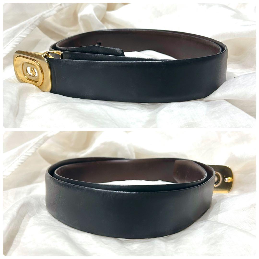 美品 Christian Dior リバーシブル ベルト 本革 黒 ブラウン