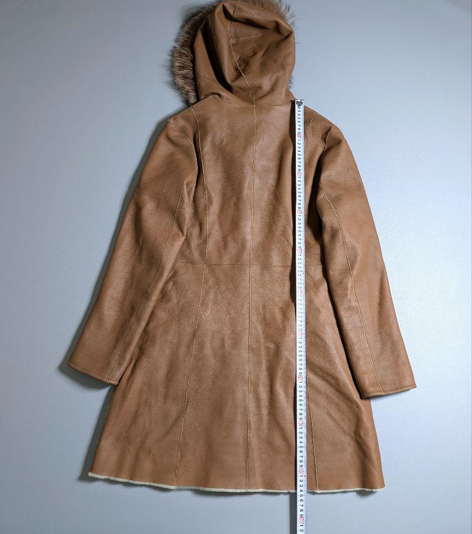 バルマン／高級ラムスキン ムートンコート リバーシブル シルバーフォックス 羊革