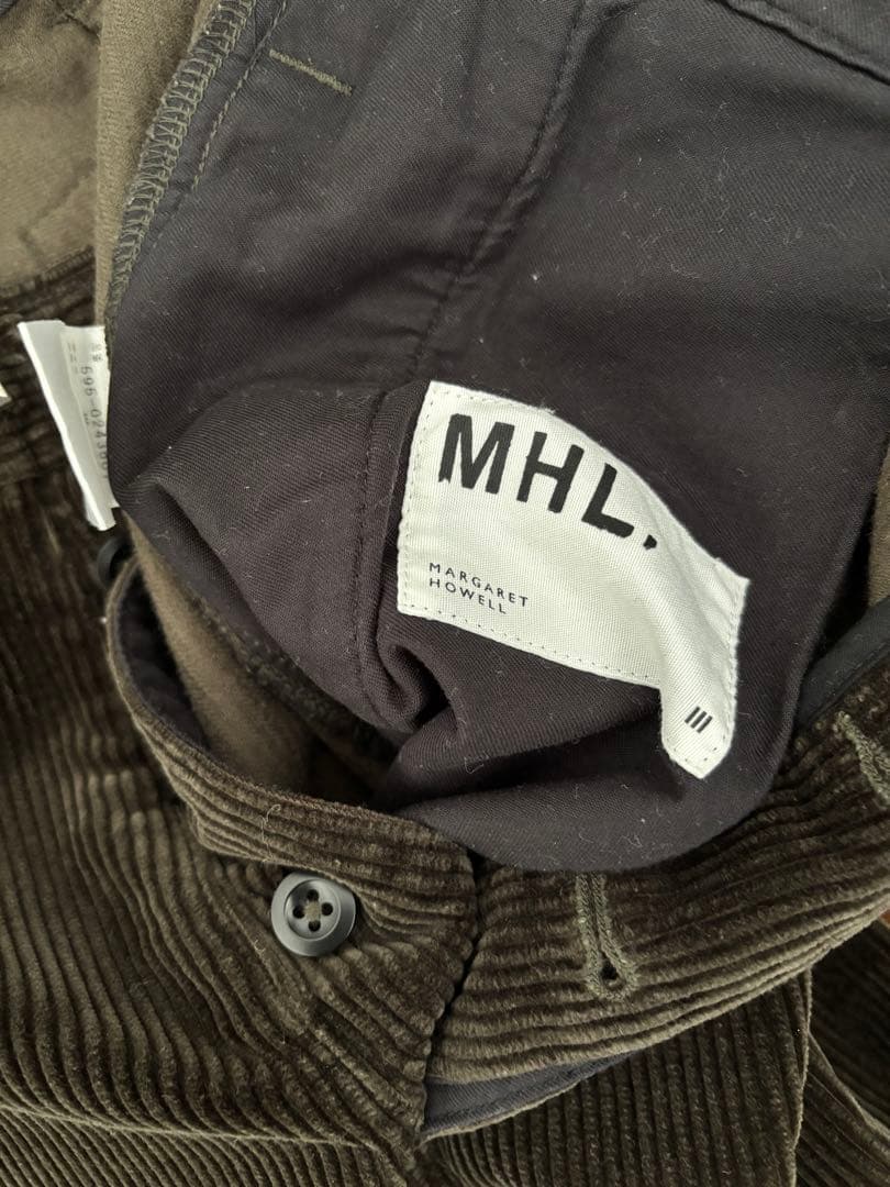 MHL. 茶　ダークグリーン コーデュロイ パンツ　HEAVY CORDUROY