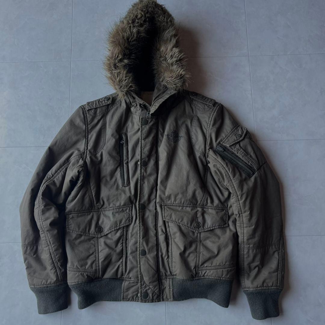DIESEL 2way中綿フードファー ボンバー M カーキ フライトジャケット
