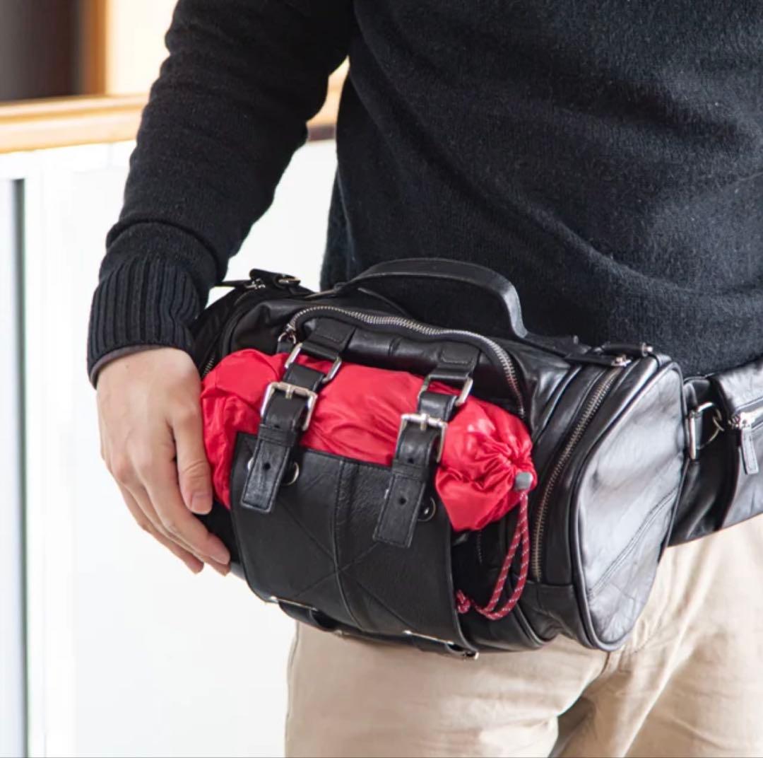 MAKUAKE 4way 高級再生レザー　ドラムバッグ　ブラック