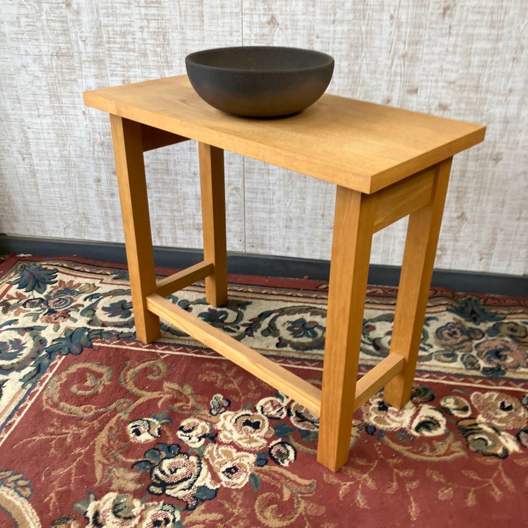 モダンレトロ 無垢材 陶器製 洗面台 流し台 カウンターテーブル 古道具 古家具