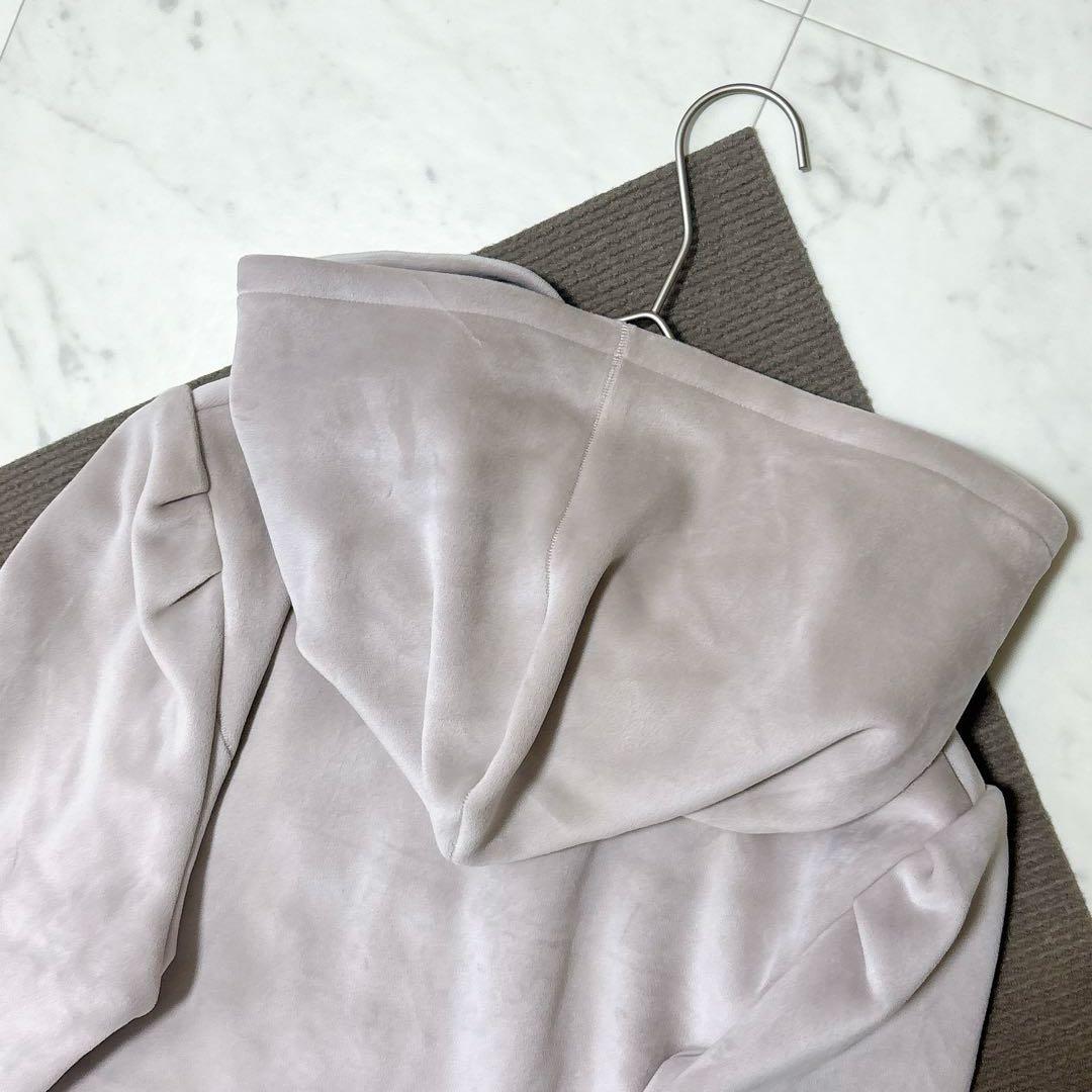 美品 24AW エムズグレイシー ベロア調パーカー ペプラム フレア リボン