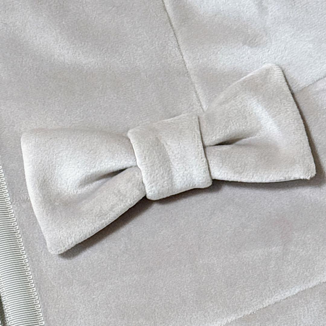 美品 24AW エムズグレイシー ベロア調パーカー ペプラム フレア リボン