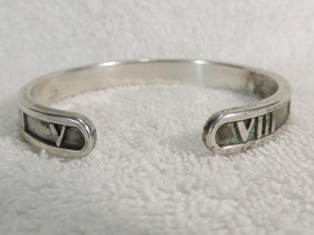 ローマ数字 TIFFANY 925 1995 ITALY刻印有りシルバーバングル