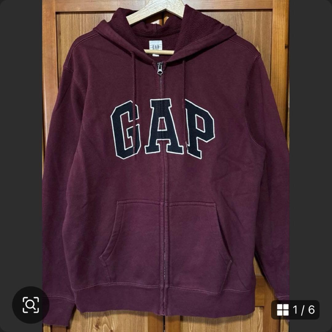 GAP バーガンディ ワインレッド ジップアップパーカー M 裏起毛