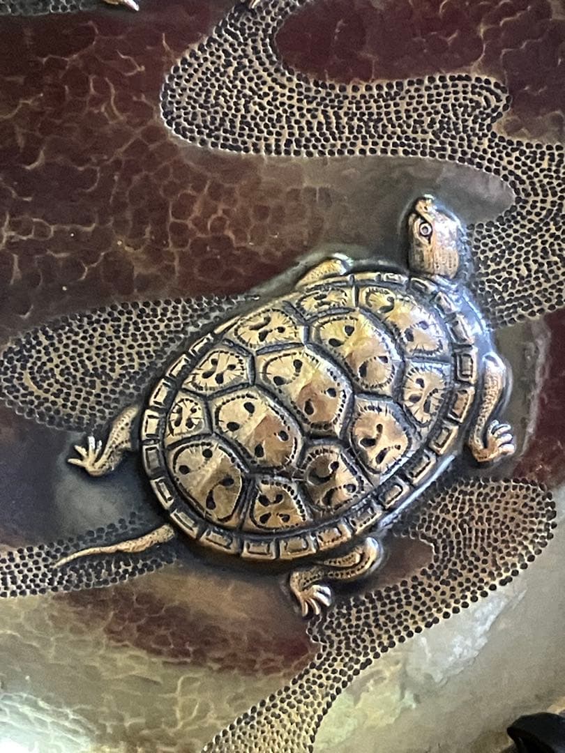 玉川堂　￼ 鎚起銅器飾り皿(亀)