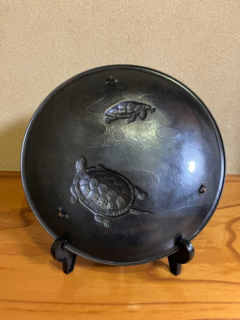 玉川堂　￼ 鎚起銅器飾り皿(亀)