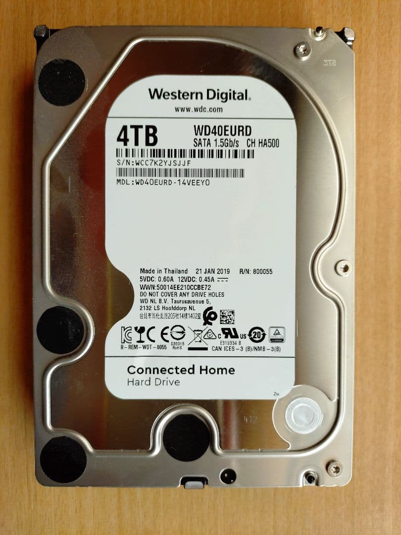 内蔵型ハードディスクドライブ Western Digital WD40EURD 4TB HDD