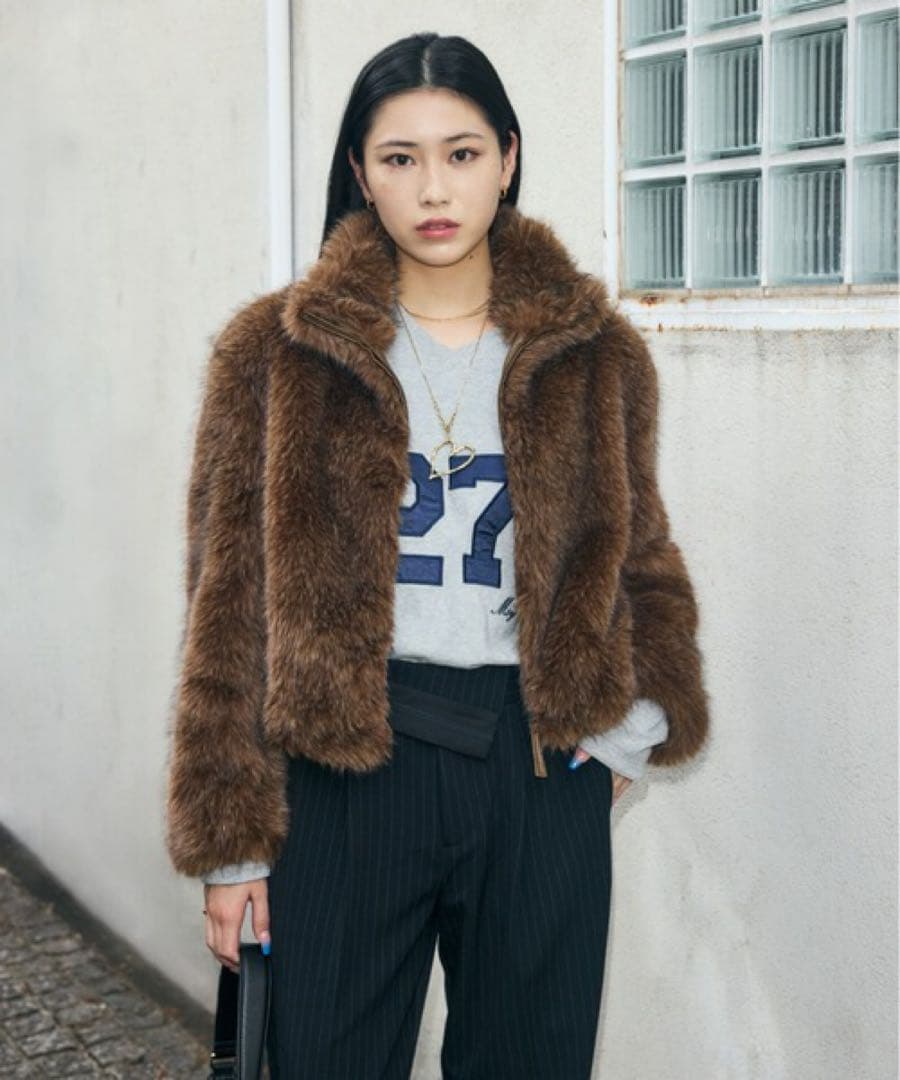 F/FUR STAND COLLAR ジャケット　moussy