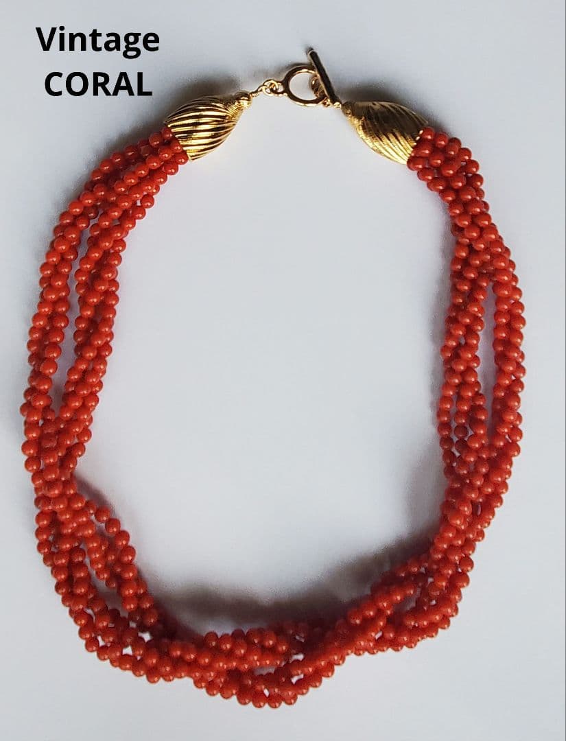 ヴィンテージ　コーラル　赤珊瑚　7連ネックレス　ジュエリー