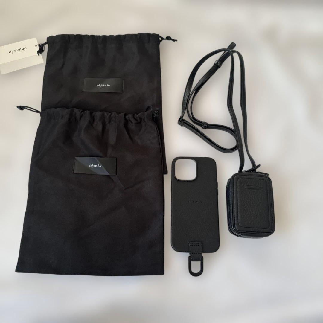 ぷ*ー様 【牛革】ブラックレザーiPhoneケースとストラップ