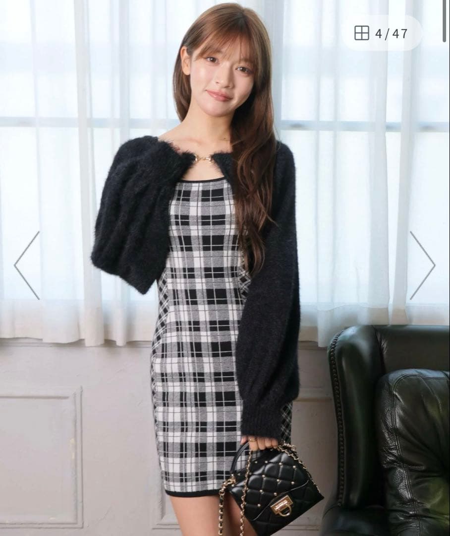 LIP SERVICE みりにゃ着用ワンピースフェザーチェックアンサンブル