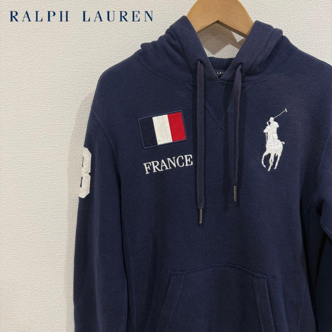 ラルフローレン パーカー ビッグポニー フランス 日本 国旗 刺繍 ネイビー M