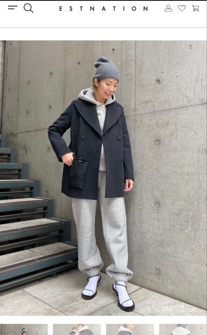 1月31日まで！ESTNATIONエストネーションダブルポケットピーコートウール