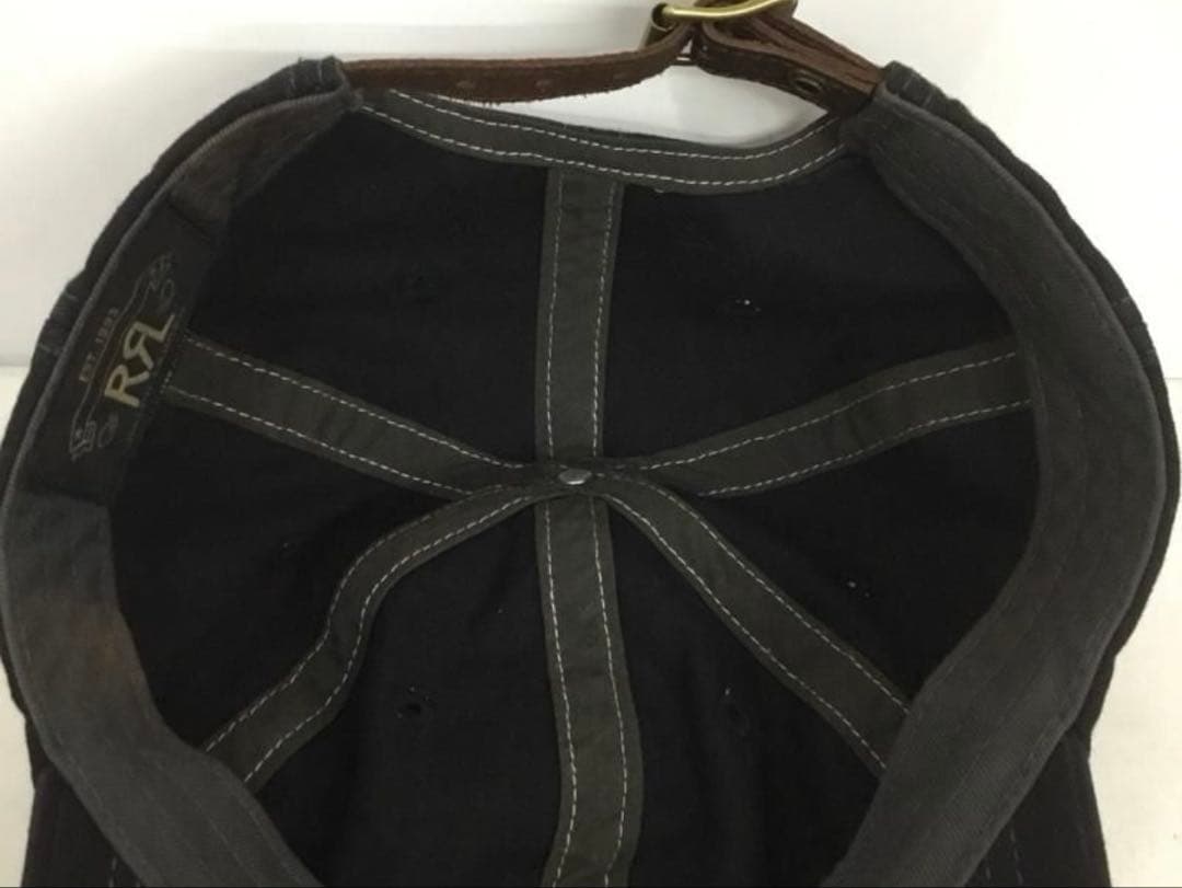 RRL ブラック ロゴ刺繍 ベースボールキャップ