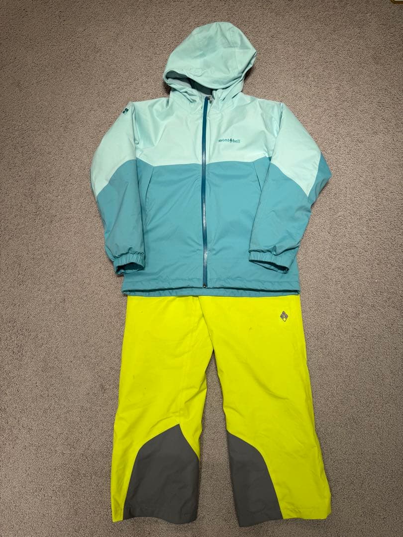 モンベル mont-bell 子ども用 スキーウェア 160 水色/黄色