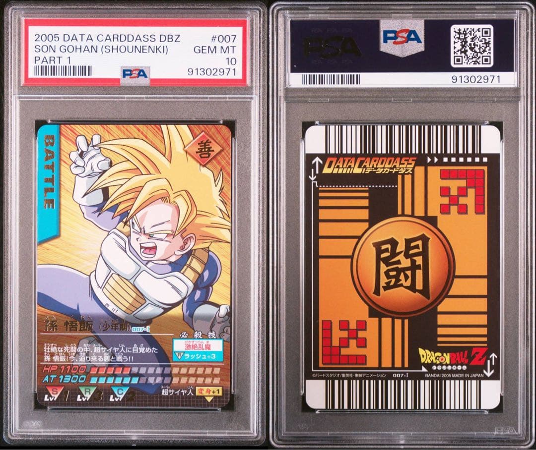 PSA10 孫悟飯 少年期 レア ドラゴンボールデータカードダス　鑑定品