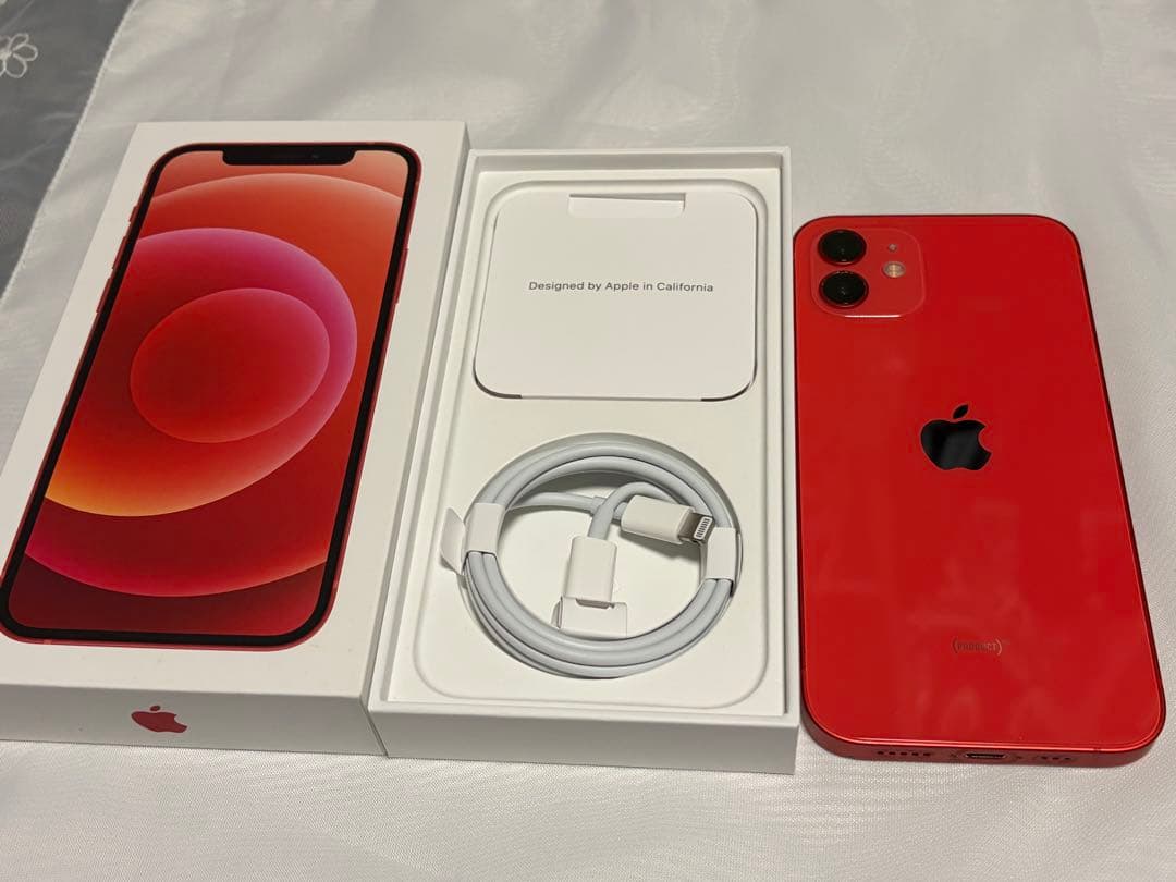 iPhone12 128GB RED SIMフリーバッテリー76%箱ケーブル付