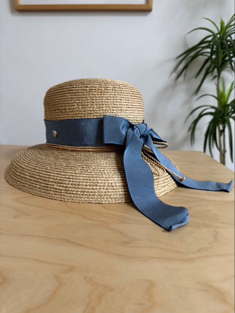 【新品未使用】HELENKAMINSKIヘレンカミンスキー麦わら帽子ブルーリボン