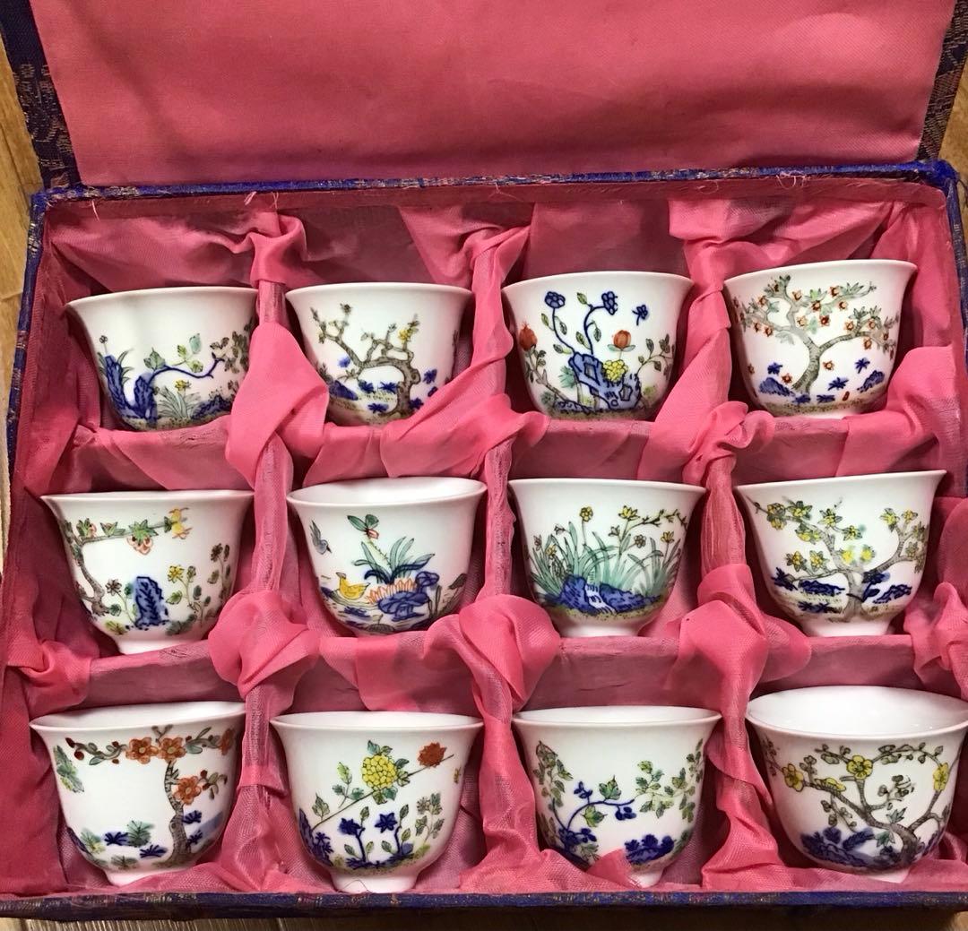 S*)様 中国古美術　煎茶碗　十二客　無傷　大清康熙年製