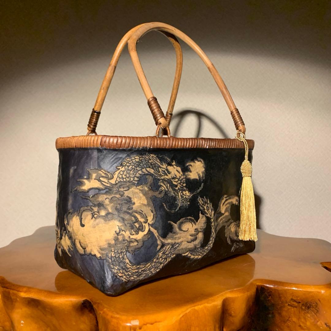 た*ん様 ＊一閑張りバッグ（龍神）柿渋染