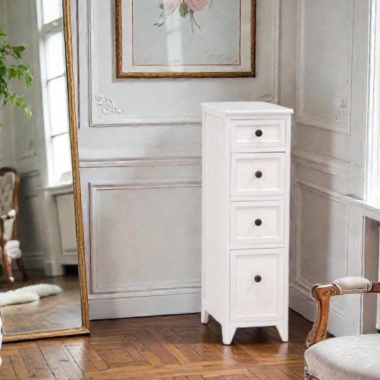 フォロー割【新品】 天然木 桐製 アンティーク調 スリムチェスト