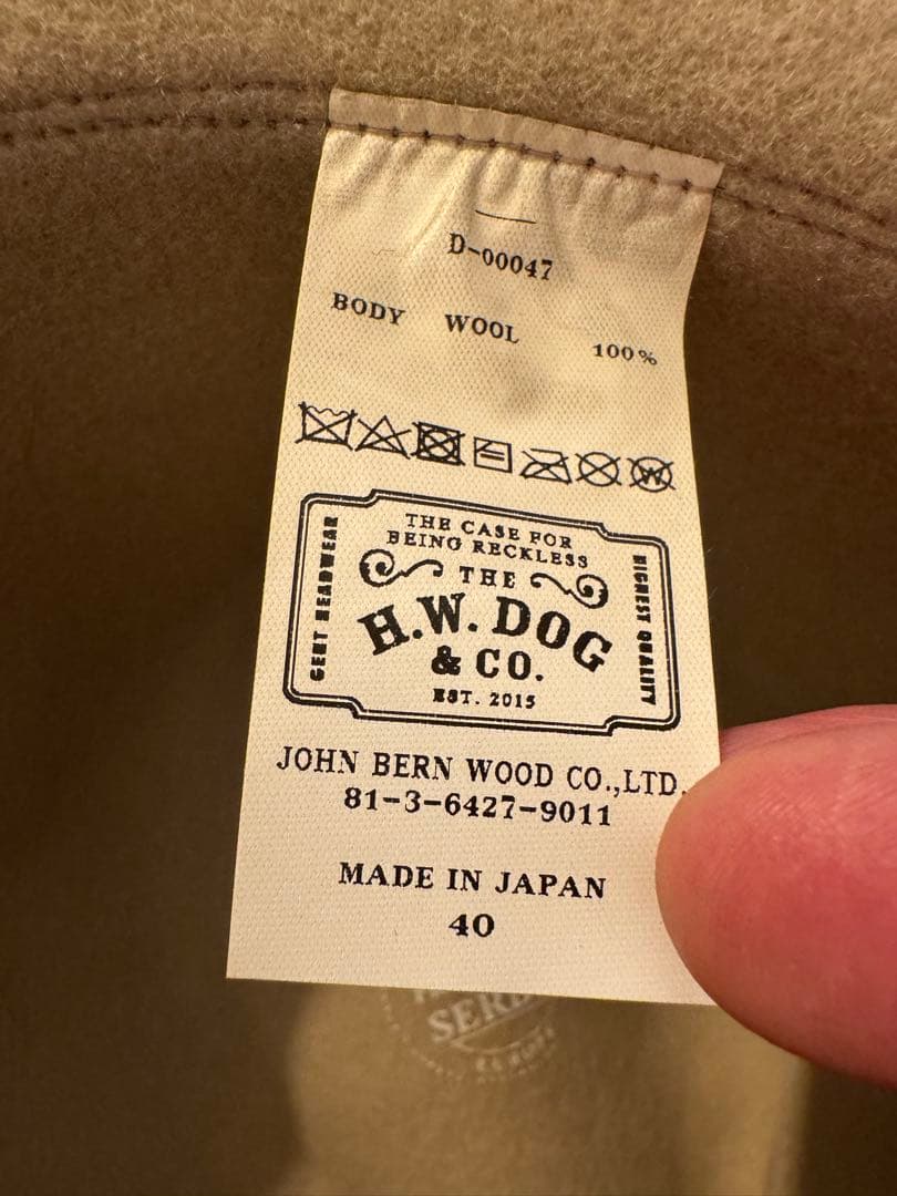 THE H.W DOG＆CO. TRAVELERS HAT サイズ40