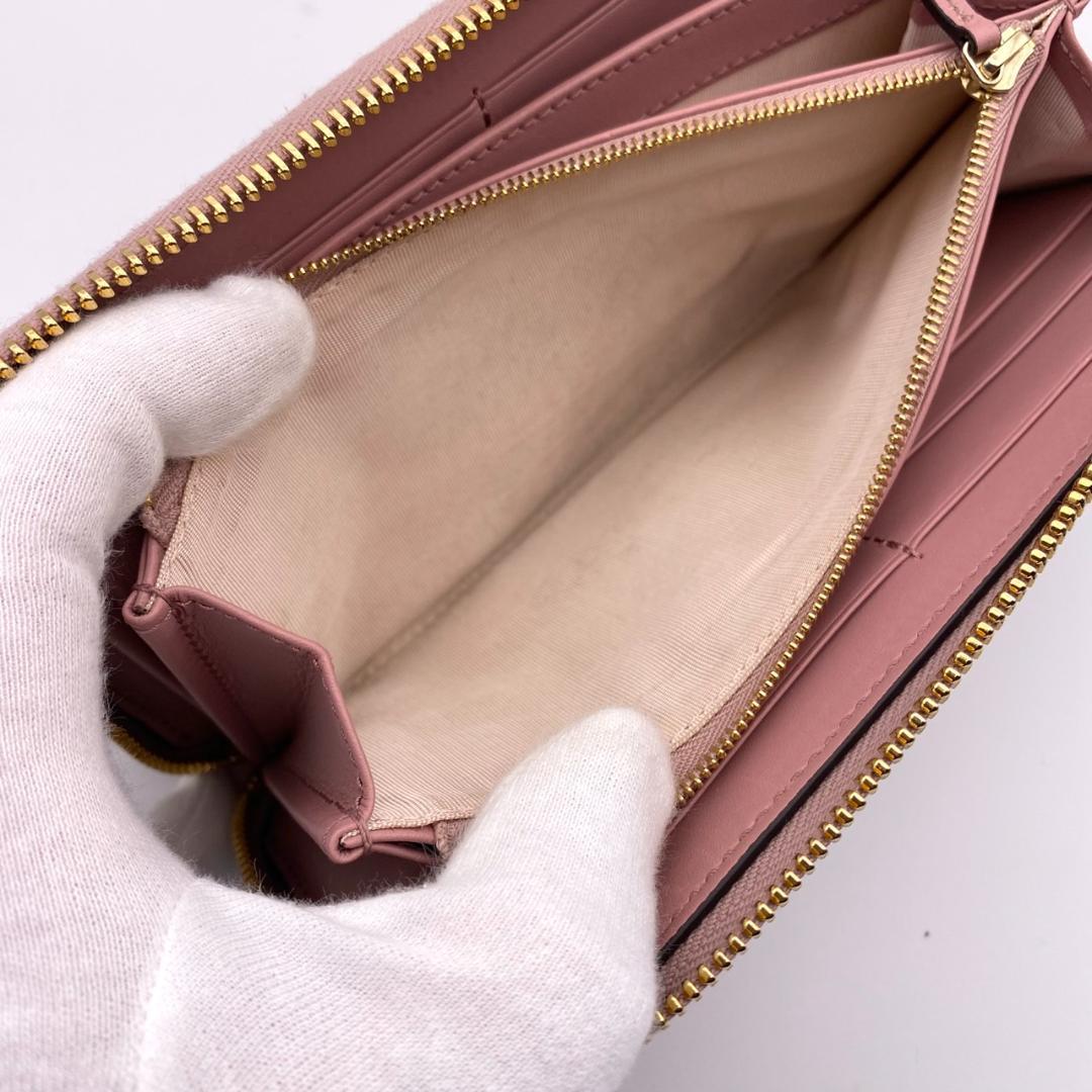 美品 GUCCI グッチ バンブー ラウンドジップ パイソン 長財布 ピンク