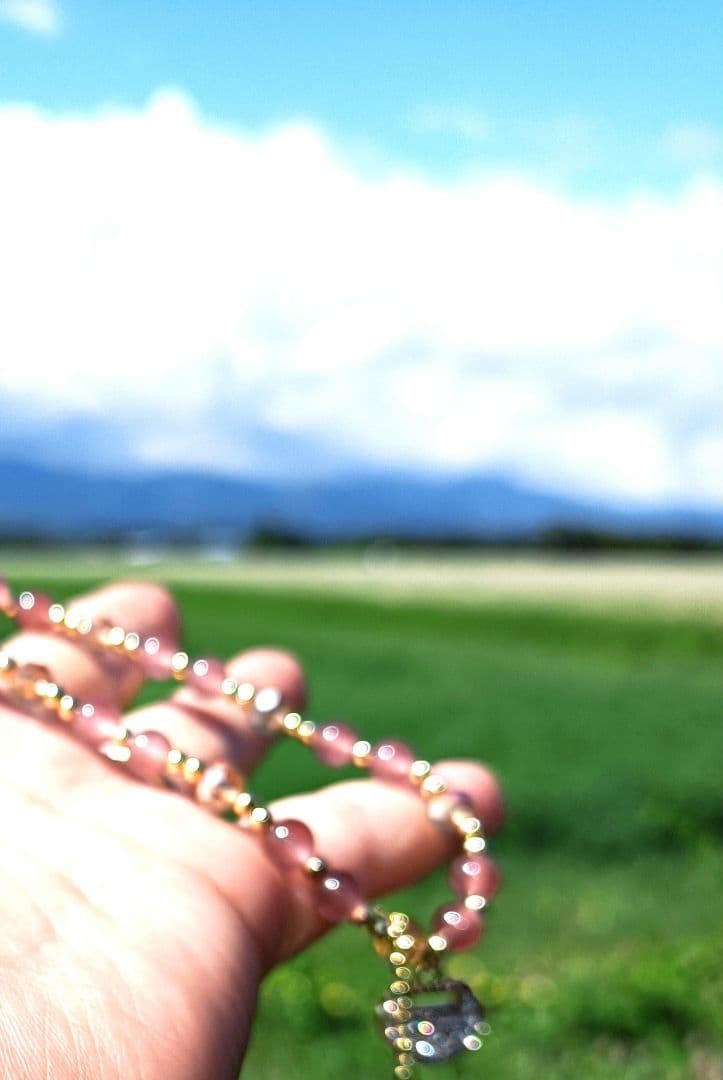 ぽっかぽか❀ロングストロベリークォーツブレスレット❀