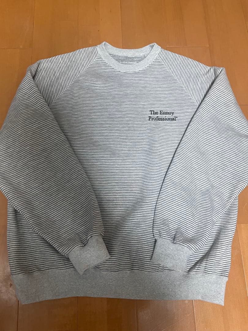 ENNOY BORDER CREW NECK SWEAT XLサイズ グレー