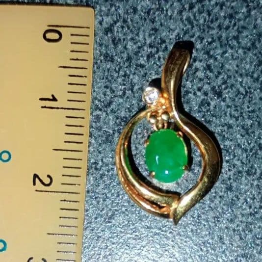 K18刻印あり✨ゴールド&ヒスイ&ダイヤモンドネックレストップ 本物 金