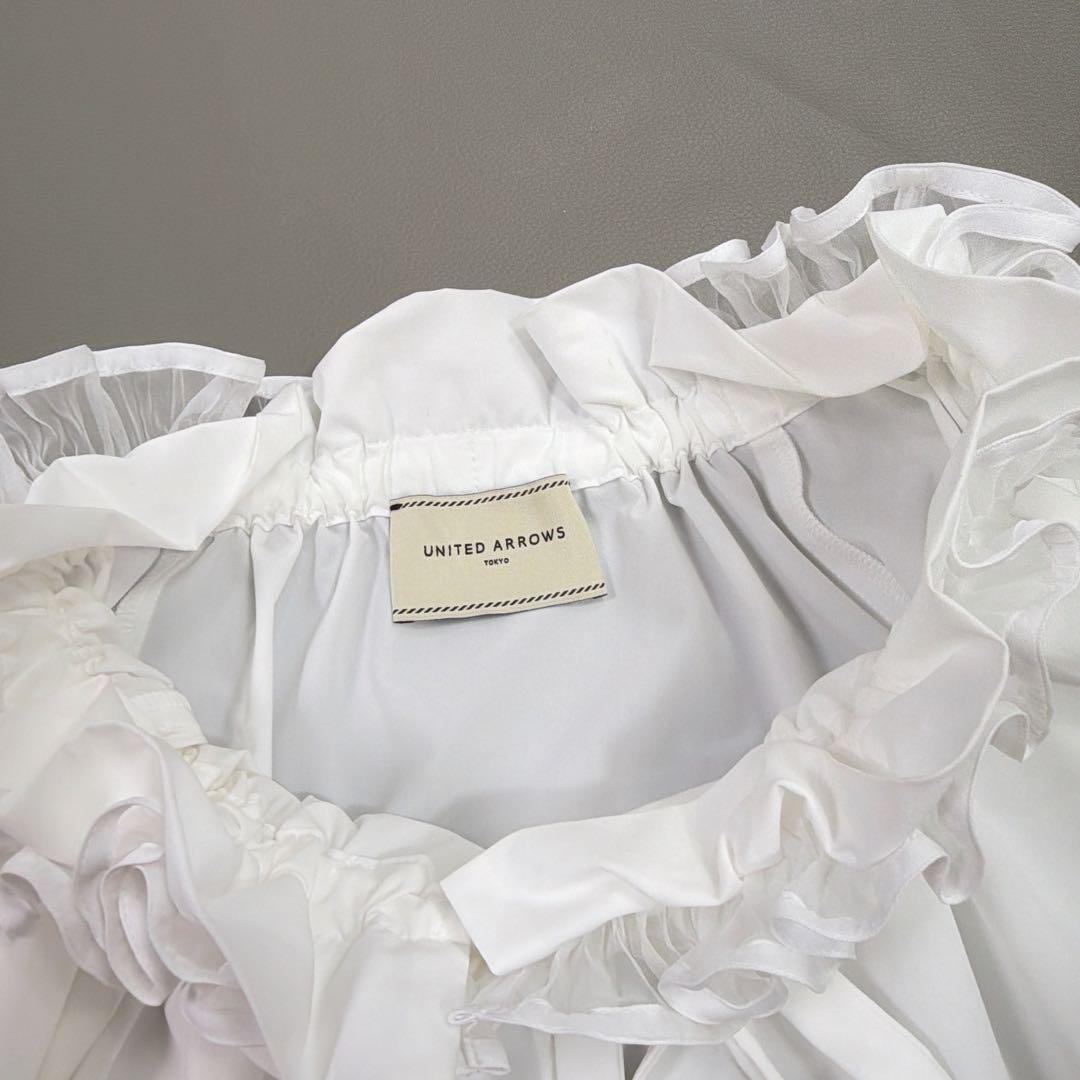 ユナイテッドアローズ オーガンジーフリルリボンブラウス　ギャザー　セレモニー