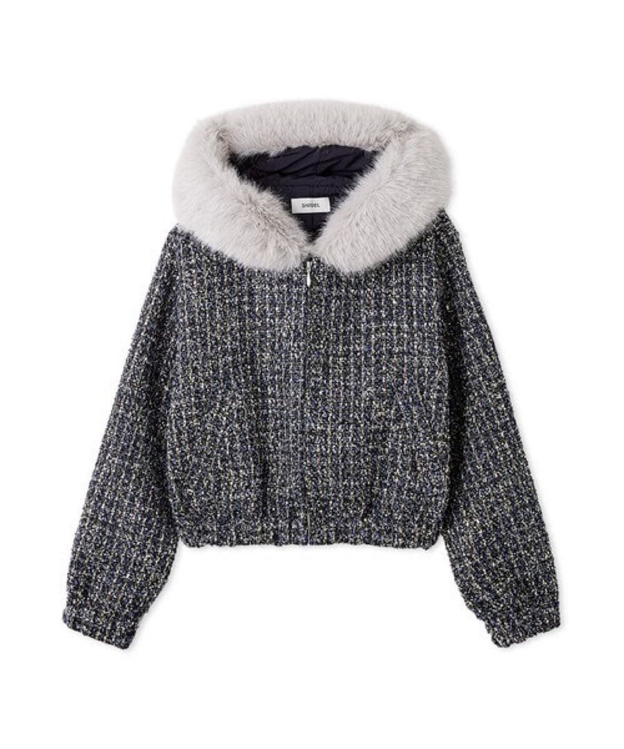 わーちんsnidel ファー付きツイードブルゾン