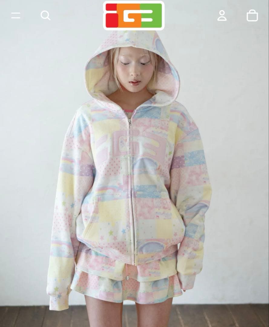igusa イグサ sugar patch zip hoodie フーディー