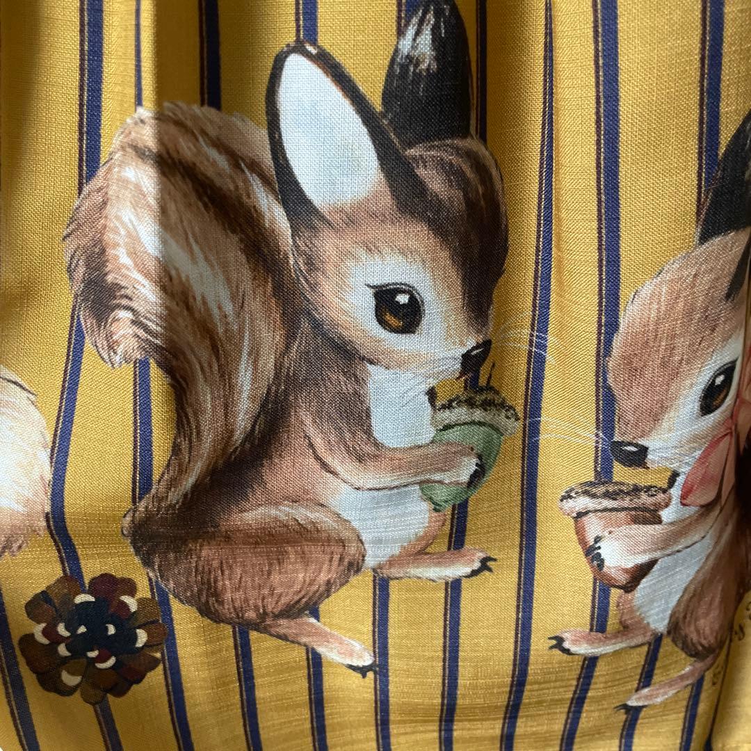 エミリーテンプルキュート　リス柄ジャンパースカート jsk ストライプ　からし