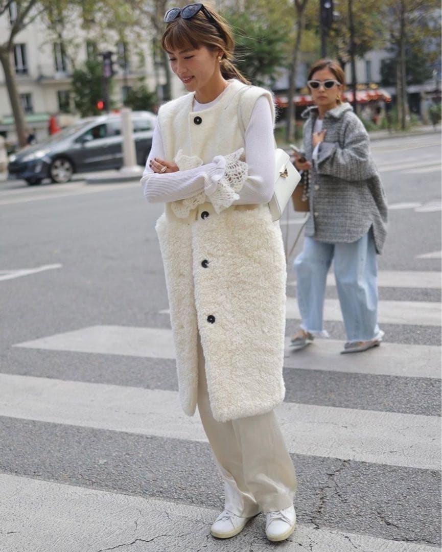 Manami28gypsohila ウール　モヘア　ベスト テディ